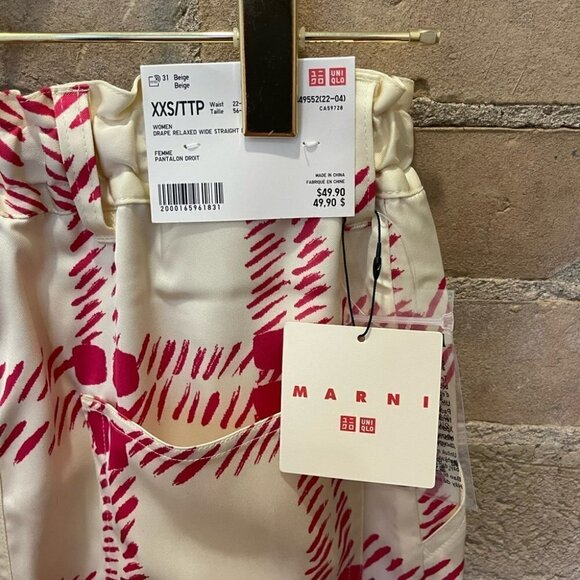 Marni x Uniqlo Drape Relaxed Wide Straight Pants Sz XXS - Picture 5 of 7